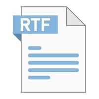 diseño plano moderno del icono de archivo rtf para web vector