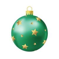 Green Christmas tree ball with gold star vector