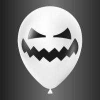 Halloween white balloon illustration with scary and funny face isolated on dark background vector