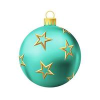 bola de árbol de navidad turquesa con estrella dorada vector