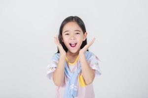 Image of Asian child posing on white  background photo