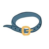 Collar for a blue dog with a gold lock on a white background. Vector drawing drawn by hand on a tablet. For printing, decor, creativity.