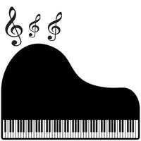 Piano with treble clef on white background vector