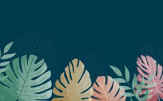 Vector Tropical leaves watercolor background