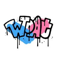 Woat - one word in urban Graffiti spray paint style on colorful abstract shapes. Worst of All Time. Textured Hand drawn Isolated Vector illustration.