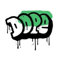 Dope - Spray Painted Urban Graffiti Word Sprayed isolated with green abstract shape on a white background. Vector textured illustration with leaks.