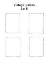 Rectangular vertical frames with corner flourishes. Editable templates, hand drawn empty vignette set vector