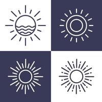 sun logo outline design simple decoration element symbol icon set vector