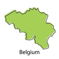 Belgium map - simple hand drawn stylized concept with sketch black line outline contour. country border silhouette drawing vector illustration