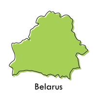 belarus map - simple hand drawn stylized concept with sketch black line outline contour. country border silhouette drawing vector illustration