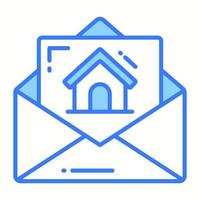 House icon on page denoting vector of property mail in trendy style