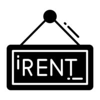 Trendy vector design of rent board, hanging placard icon