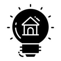 House inside light bulb denoting vector of home idea generation