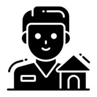 Person with house vector design of house builder in trendy style