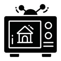 Home inside tv denoting real estate television ad, easy to use icon vector