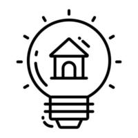 House inside light bulb denoting vector of home idea generation