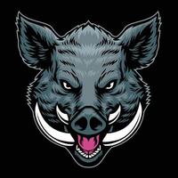 hand drawn style of angry wild hog head vector