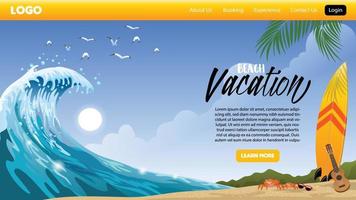 landing page design of beach vacation vector