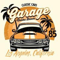 beach shirt design of classic american muscle car vector