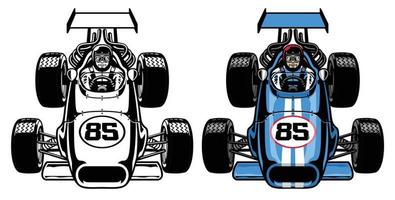 vintage retro formula race car vector