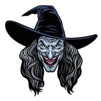 head of evil lady witch vector