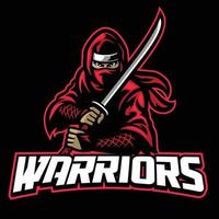 ninja warrior mascot hold the sword vector