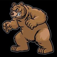 angry cartoon grizzly bear vector