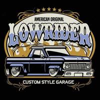 vintage shirt design of lowrider pickup truck vector