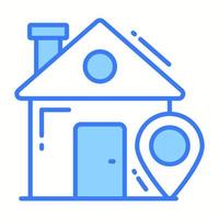 Map pin with house denoting vector of home location, premium icon