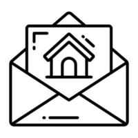 House icon on page denoting vector of property mail in trendy style