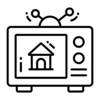 Home inside tv denoting real estate television ad, easy to use icon vector