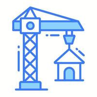 Beautiful designed vector of home construction, construction crane icon