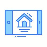 House with mobile showing design vector of real estate application