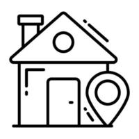 Map pin with house denoting vector of home location, premium icon