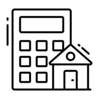 hogar icono con calculadora vector de hogar presupuesto en moderno estilo
