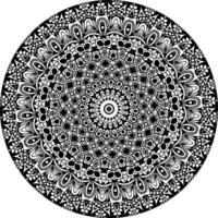 Simple doodle mandala with floral and heart patterns on a white isolated background. For coloring book pages. vector