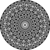 Simple doodle mandala with floral and heart patterns on a white isolated background. For coloring book pages. vector