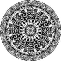 Simple doodle mandala with floral and heart patterns on a white isolated background. For coloring book pages. vector