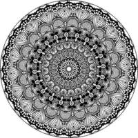 Simple doodle mandala with floral and heart patterns on a white isolated background. For coloring book pages. vector