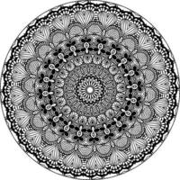 Simple doodle mandala with floral and heart patterns on a white isolated background. For coloring book pages. vector