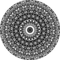 Simple doodle mandala with floral and heart patterns on a white isolated background. For coloring book pages. vector