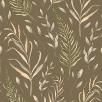 Dried plants Pattern. Seamless background with wild dry grass on vector