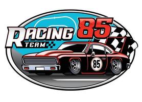 design of racing car team badge vector