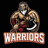 warrior mascot with the shield and axe vector