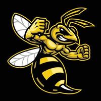 angry hornet wasp mascot vector