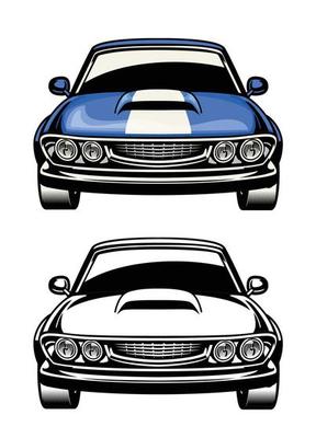 front side view of muscle car
