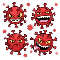 conjunto dibujos animados de corona virus personaje vector