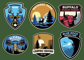set bundle of wild life badge collection vector