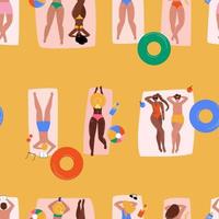 sin costura modelo con personas broncearse a playa vector ilustración