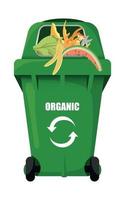 green vector trash bin for organic